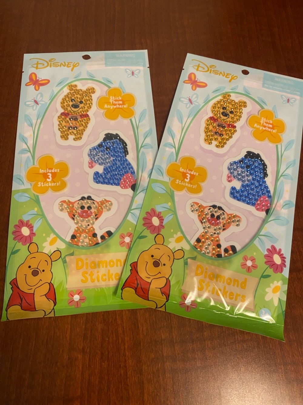 2 packs Disney Winnie the Pooh Character Rhinestone Stickers, 6 altogether NWT